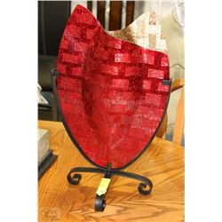 DECORATIVE RED VASE IN STAND