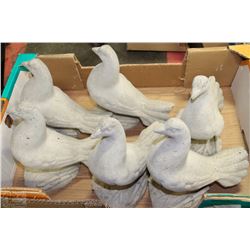 FLAT WITH 6 CONCRETE DOVES GARDEN DECOR