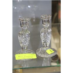 PAIR OF PINWHEEL CRYSTAL CANDLE HOLDERS