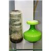 Image 1 : GREEN GLASS VASE SOLD WITH CERAMIC VASE
