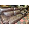 Image 1 : BROWN LEATHER ELECTRIC RECLINING SOFA AND