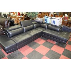 NEW BLACK LEATHERETTE LIFT BACK SECTIONAL