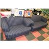Image 1 : BLUE PLAID SOFA,LOVESEAT & OTTOMAN