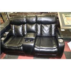 BLACK LEATHERETTE ELECTRIC RECLINING HOME THEATRE