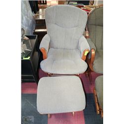 WOOD AND FABRIC GLIDER ROCKER WITH OTTOMAN