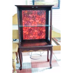STAINED GLASS DISPLAY SHELF WITH GLASS SHELF