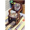 Image 1 : SMALL VINTAGE PINE NEEDLEPOINT ROCKING CHAIR