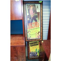LOT OF 2 VINTAGE LOOKING MOVIE POSTERS FRAMED