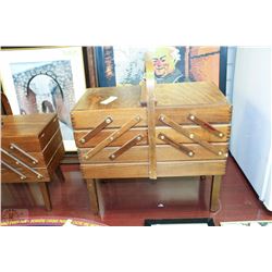 ACCORDIAN WOOD SEWING BASKET ON CHOICE