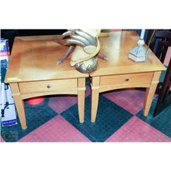 2 MAPLE END TABLES WITH DRAWER