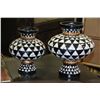Image 1 : PAIR OF EGGSHELL CHECKER STYLE VASES