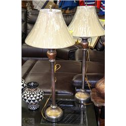 PAIR OF BUFFET STYLE GOLD TONE LAMPS