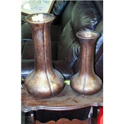 PAIR OF GOLD RUSTIC LOOKING VASES