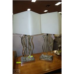 PAIR OF SHOWHOME CHROME & CRYSTAL LAMPS