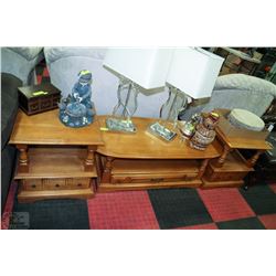 MAPLE COFFEE TABLE & 2 END TABLES