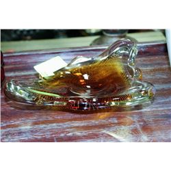 VINTAGE AMBER GLASS DISH