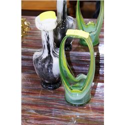 GLASS VASE IN BASKET