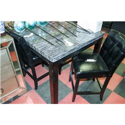 FAUX MARBLE BAR TABLE WITH 3 LEATHERETTE STOOLS
