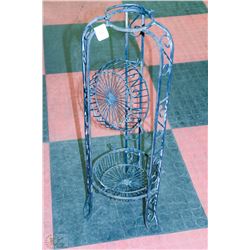 BLACK METAL 2-TIER PLANT STAND WITH CARRY HANDLE