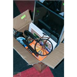 BOX OF HOUSEHOLD ITEMS AND ORNAMENTS