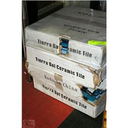 4 BOXES OF BLUE MOSAIC TILE