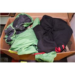 BOX WITH CAMOUFLAGE HUNTING GEAR ETC