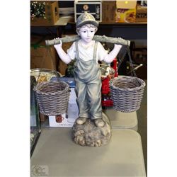 PORCELAIN "BOY WITH TWO BUCKETS" LAWN ORNAMENT