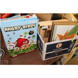 BOX WITH PICTURES AND ANGRY BIRDS GAME