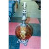 Image 1 : VINTAGE AMBER GLASS LAMP NO SHADE