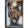Image 1 : BOX OF DECORATIONS, PLACEMATS AND LEATHER CARE