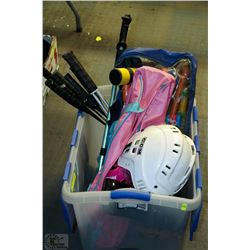 BOX OF CHILDRENS SPORTS EQUIPMENT
