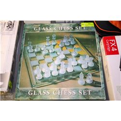 NEW GLASS CHESS BOARD WITH GLASS PIECES