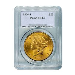 1906-S $20 Liberty PCGS MS63