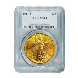 1914-S $20 Saint Gaudens PCGS MS64