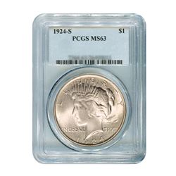 1924-S $1 Peace Silver Dollar - PCGS MS63