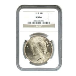 1925 $1 Peace Silver Dollar - NGC MS66