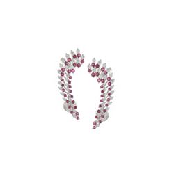 4.03 TCW 18K GOLD WHITE DIAMOND &RUBY CUFF EARRING GOLD & SILVER