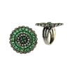 Image 1 : 7.82 TCW EMERALD &DIAMOND FLOWER RING GOLD & SILVER