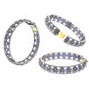 Image 1 : 24.46 TCW BLUE SAPPHIRE  & DIAMOND ROUND BANGLE GOLD & SILVER