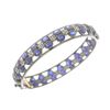 Image 2 : 24.46 TCW BLUE SAPPHIRE  & DIAMOND ROUND BANGLE GOLD & SILVER