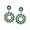 Image 1 : 25.78 TCW EMERALD & DIAMOND ROUND EARRING 14K  GOLD & SILVER