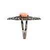 Image 3 : 6.46 TCW CORAL & DIAMOND RING 18K GOLD & SILVER