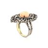 Image 4 : 6.46 TCW CORAL & DIAMOND RING 18K GOLD & SILVER