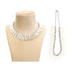 Image 1 : 210.91 TCW BONE & DIAMOND SPIKE NECKLACE - S & 0.925 SILVER