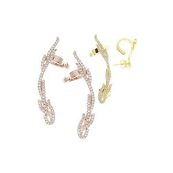 0.58 TCW 14K GOLD DIAMOND DESIGNER CUFF EARRING