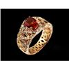 Image 2 : 2.58 TCW 14K ROSE GOLD  ORANGE SAPPHIRE OVAL & DIAMOND RING