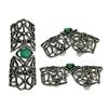 Image 1 : 6.40 TCW EMERALD & DIAMOND KNUCKLE RING 14K GOLD & SILVER