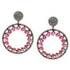 Image 1 : 22.18 TCW RUBY & DIAMOND ROUND SHAPE EARRING 14K  GOLD & SILVER