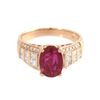 Image 2 : 3.02 TCW 14K ROSE GOLD  RUBY OVAL & DIAMOND RING