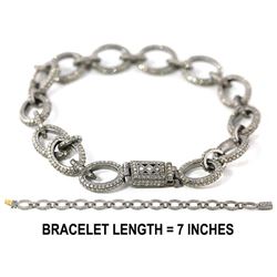 5.49 TCW DIAMOND LINK CHAIN BRACELET 14K  GOLD & SILVER